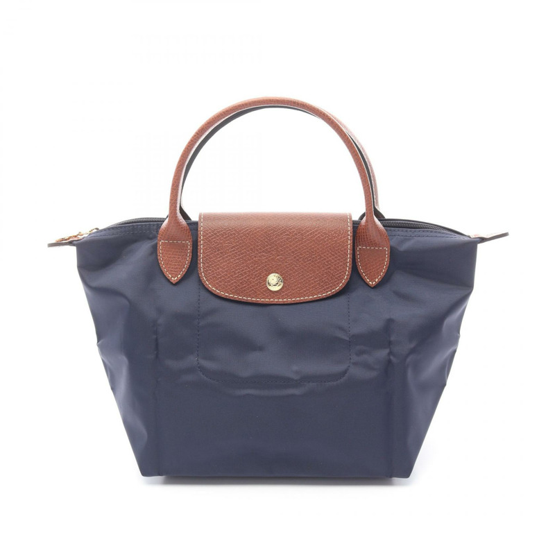 Longchamp Le Pliage Original S 托特包 L1621089P68 帆布皮革海軍藍棕色 全新 女士-0