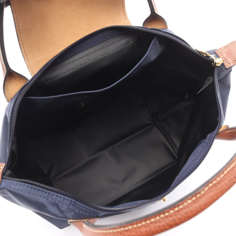 Longchamp Le Pliage Original S 托特包 L1621089P68 帆布皮革海軍藍棕色 全新 女士-2