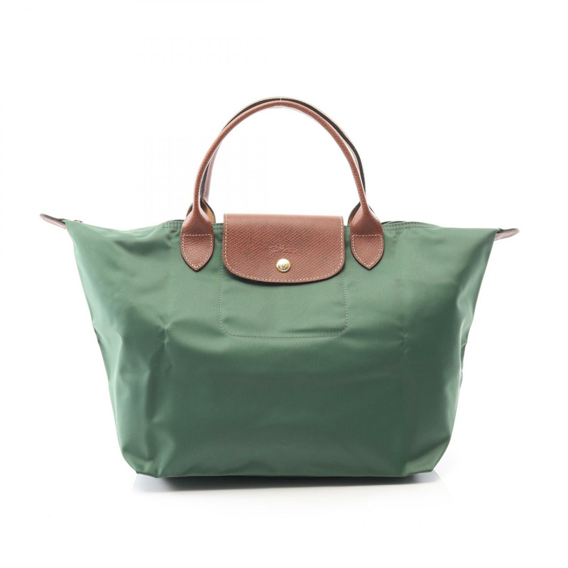 Longchamp Le Pliage Original M 托特包 L1623089P95 尼龍皮革 綠色棕色 全新 女士-0