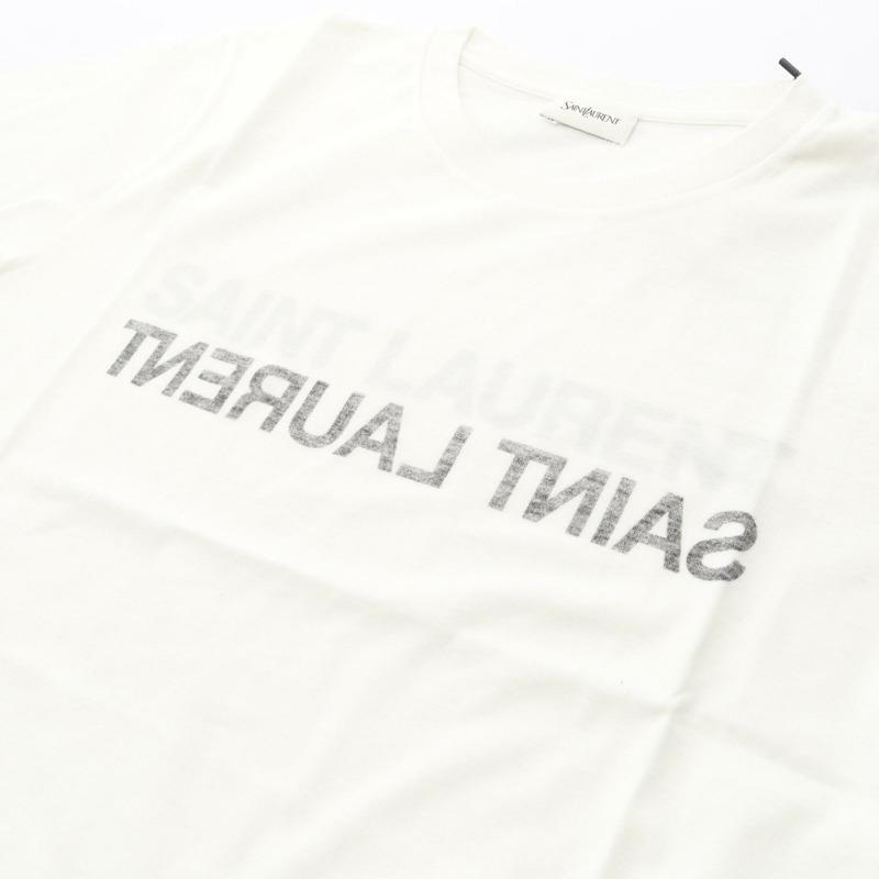 SAINT LAURENT PARIS 反向標誌短袖T卹 #L 665234Y37AW9744L 棉質-5