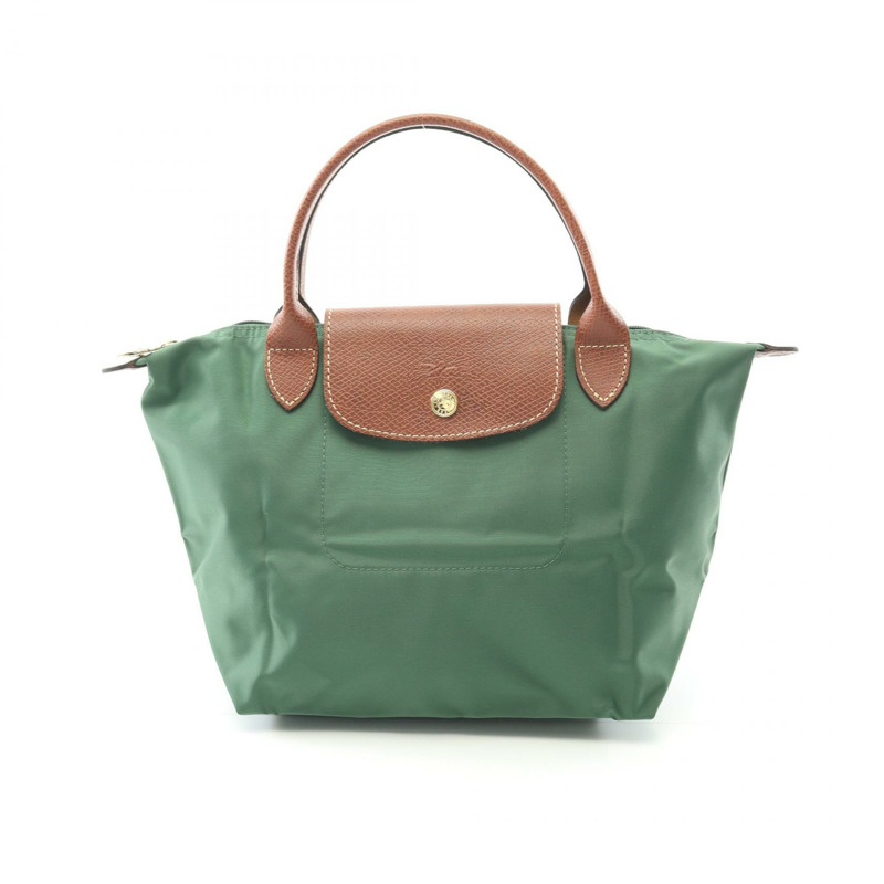 Longchamp Le Pliage S 托特包 L1621089P95 帆布皮革 綠色棕色 全新 女士-0