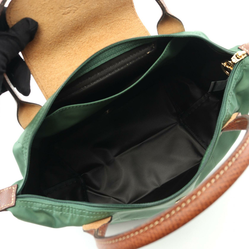 Longchamp Le Pliage S 托特包 L1621089P95 帆布皮革 綠色棕色 全新 女士-2