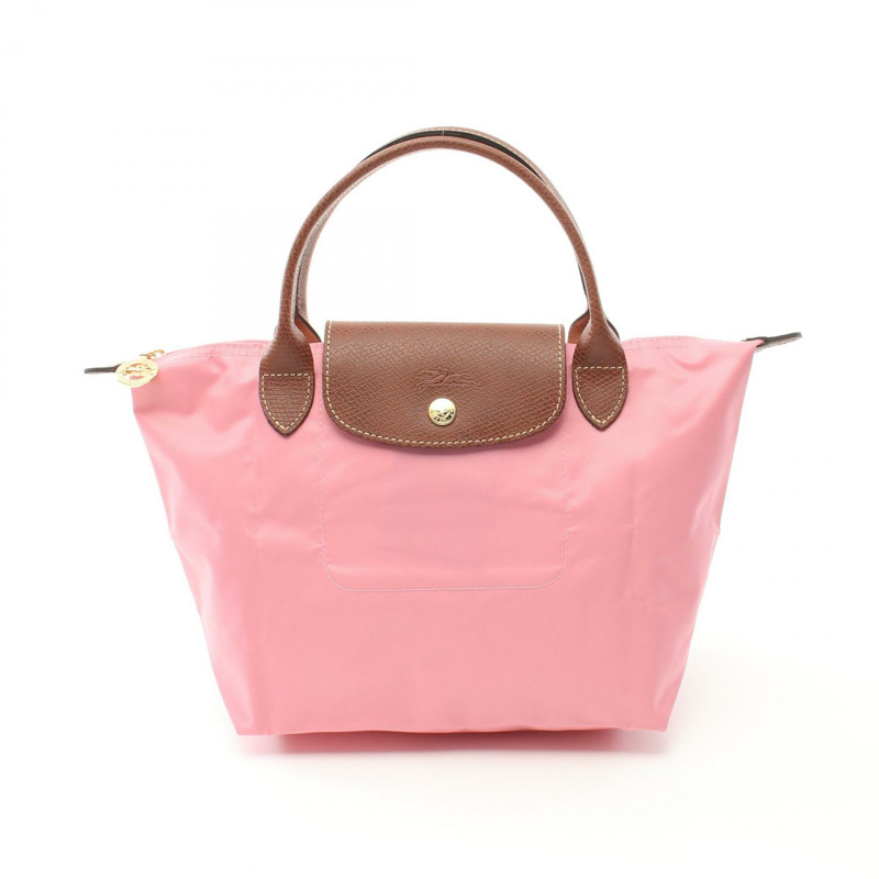 Longchamp Le Pliage Original S 手提包 1621089P92 帆布皮革 粉紅色棕色 全新 女士-0