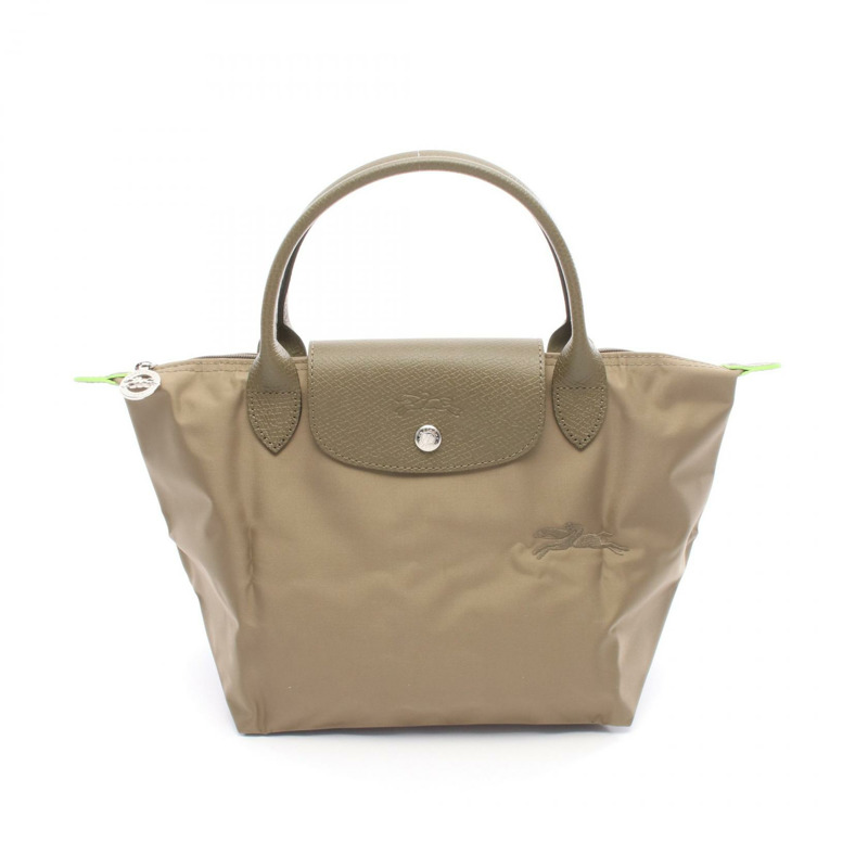 Longchamp Le Pliage 綠色 S 托特包 1621919M04 帆布皮革卡其色 新款 女士-0