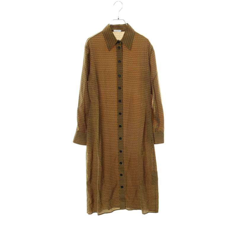 Salvatore Ferragamo 襯衫裙 #42 真絲棕色藍色多色二手女裝-0