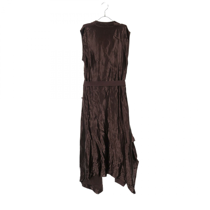 Salvatore Ferragamo 無袖洋裝 #42 棕色人造絲二手女裝-1