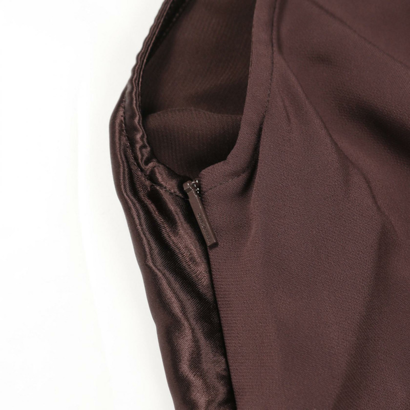 Salvatore Ferragamo 無袖洋裝 #42 棕色人造絲二手女裝-5