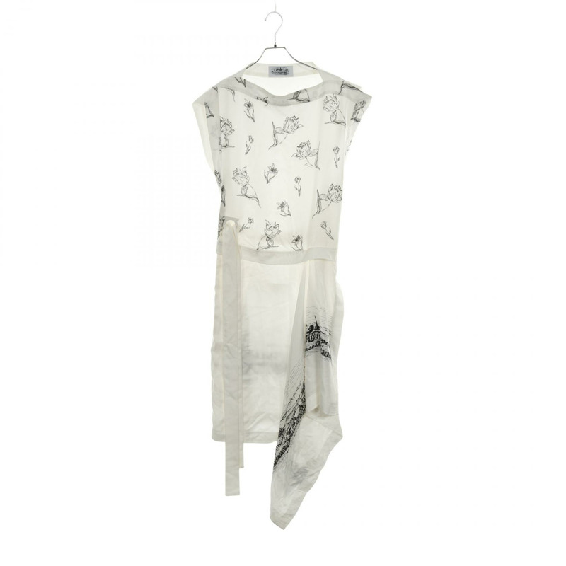 Salvatore Ferragamo 36號無袖絲質洋裝,白色/黑色,二手女款-0