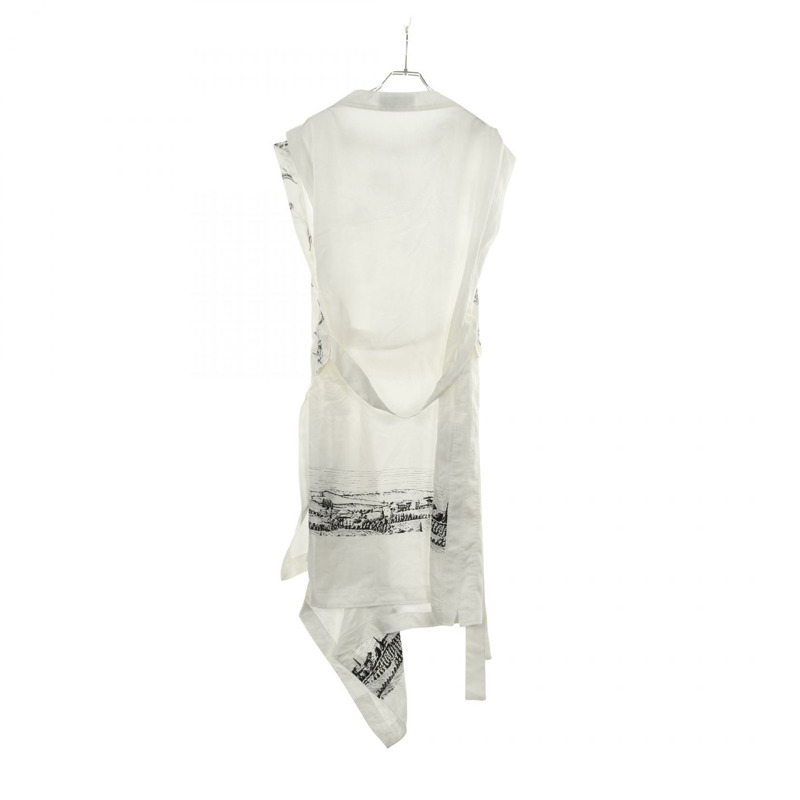 Salvatore Ferragamo 36號無袖絲質洋裝,白色/黑色,二手女款-1