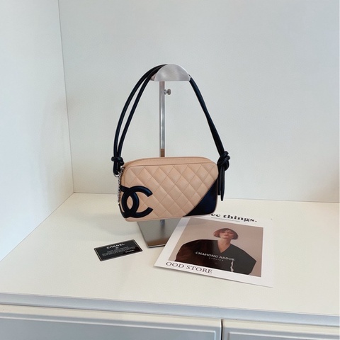 【98新🆕】Chanel 康鵬奶茶色 大雙C腋下麻將包 單肩包