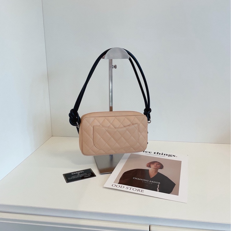 【98新🆕】Chanel 康鵬奶茶色 大雙C腋下麻將包 單肩包-1