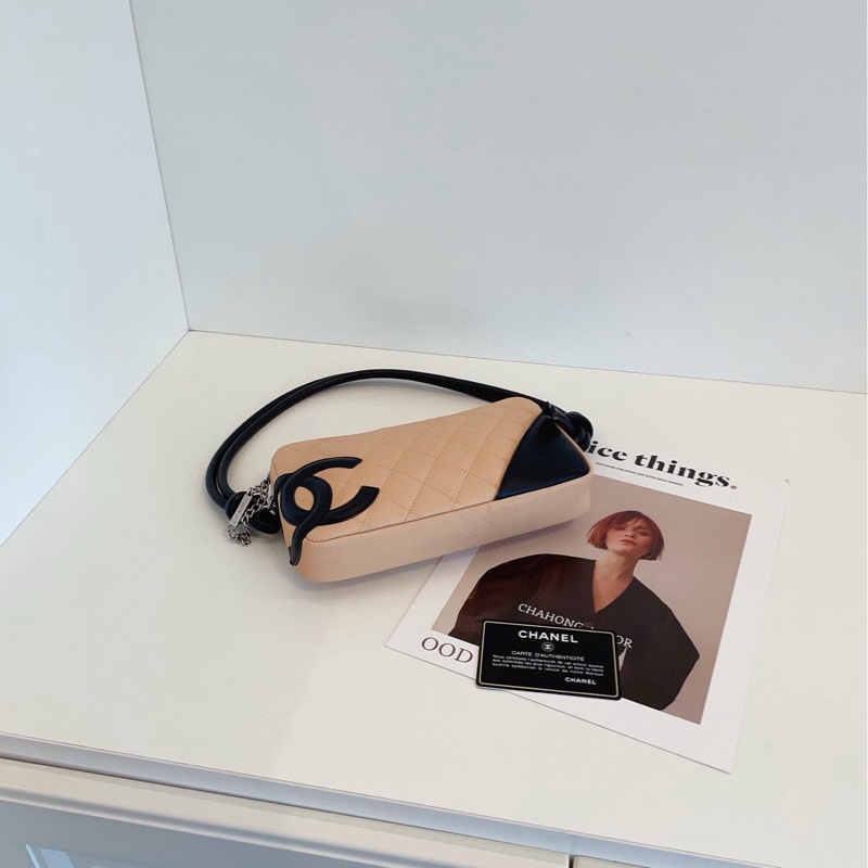 【98新🆕】Chanel 康鵬奶茶色 大雙C腋下麻將包 單肩包-6