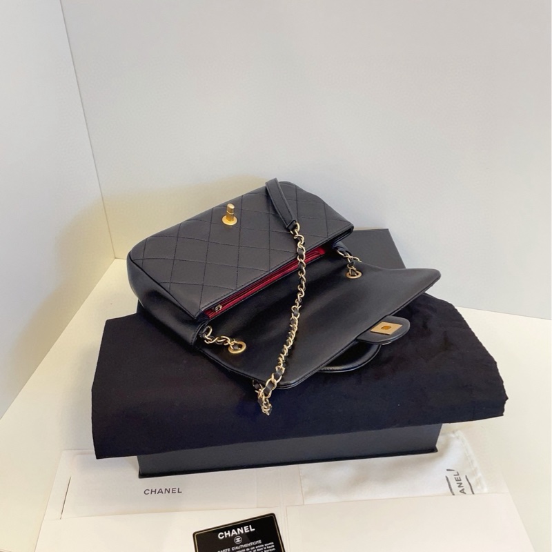 【閒置全套99新🆕】Chanel 黑金菱格 圓環手柄 handle 手提包 斜挎包 單肩包-7