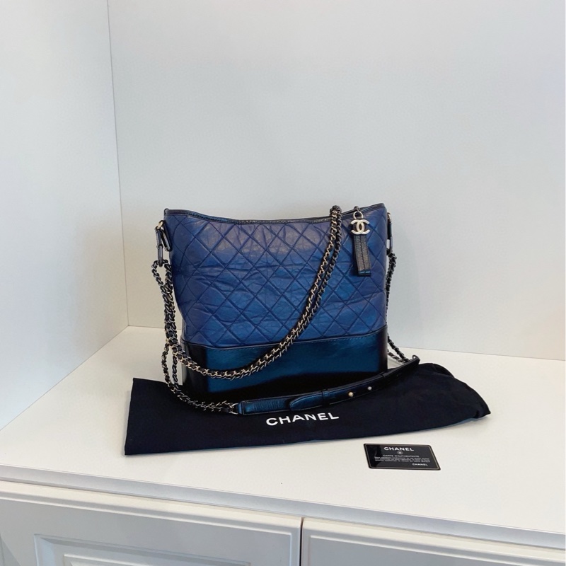 【98+新🆕】Chanel 藍拼黑 流浪 maxi 機場包 斜挎包 單肩包-0