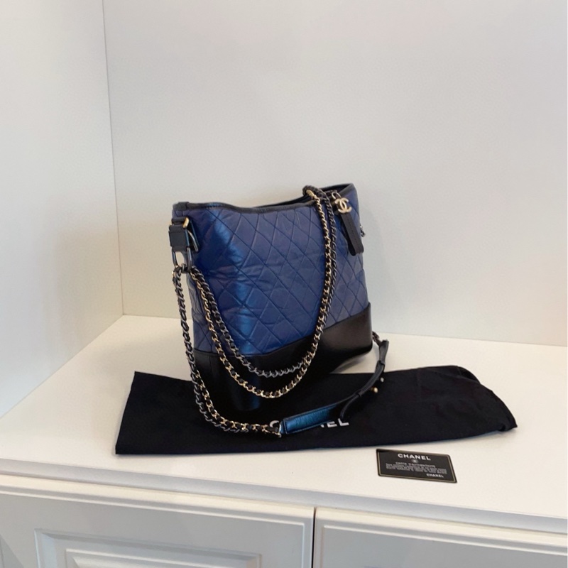 【98+新🆕】Chanel 藍拼黑 流浪 maxi 機場包 斜挎包 單肩包-2