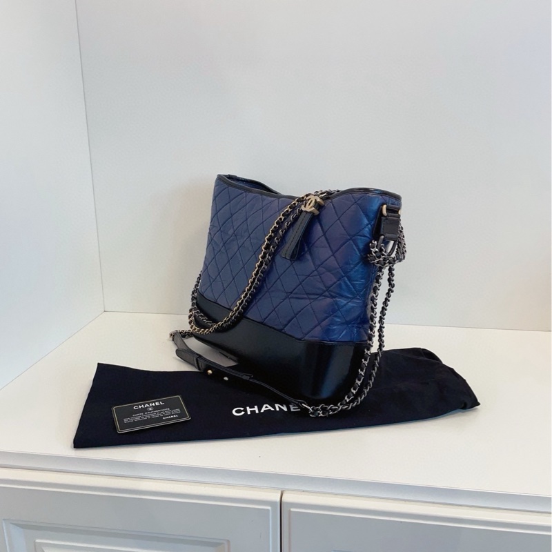 【98+新🆕】Chanel 藍拼黑 流浪 maxi 機場包 斜挎包 單肩包-3