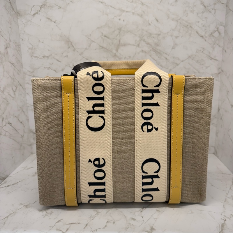 CHLOE皮革黃邊小款WOODY-1