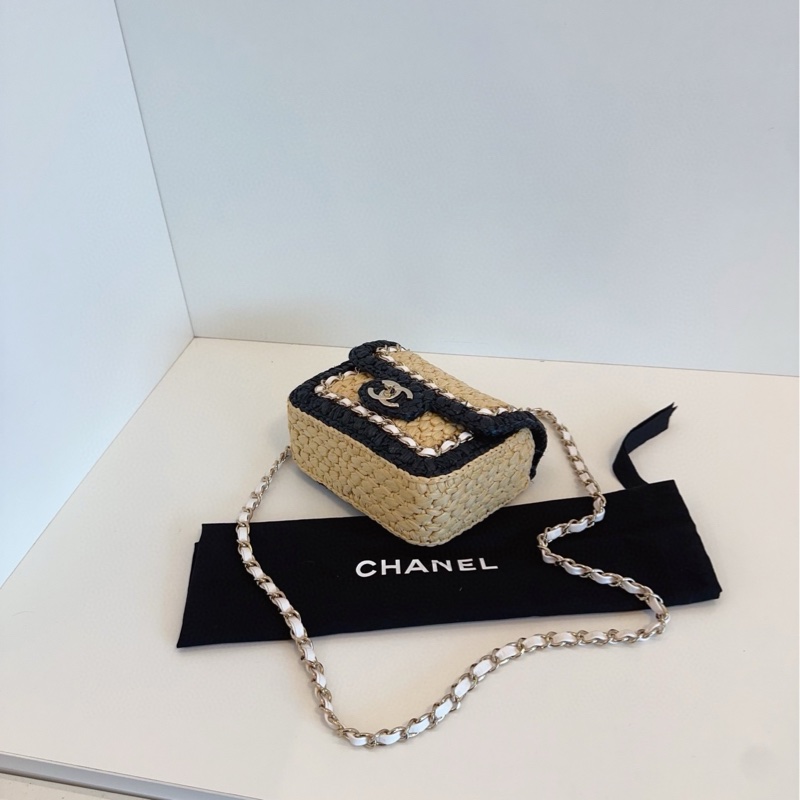 【閒置🆕】Chanel 24C 芯片拉菲草編方胖子斜挎包 單肩包-6