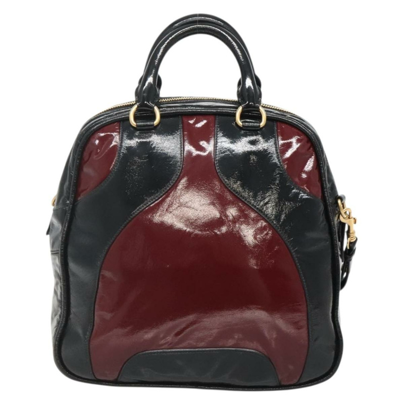 【日本直送】Miu Miu 手提包 漆皮 兩用 黑色 金色 正品 BA4312-1