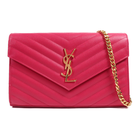 SAINT LAURENT 牛皮皮革Chain Shoulder金扣鏈帶肩背袋