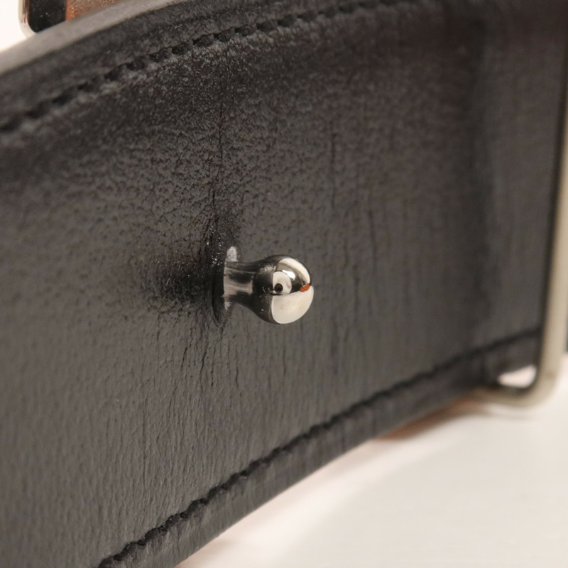 HERMES Clemence皮革Belt 105cm銀扣皮帶Orange-9