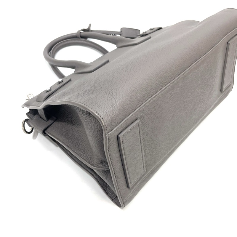YSL 大象灰牛皮霧金釦手提斜背包-5