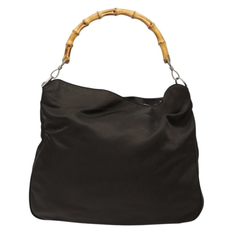 【日本直送】GUCCI 竹節單肩包 尼龍材質 兩用 棕色/銀色 001 1553 1577 正品 138216-1