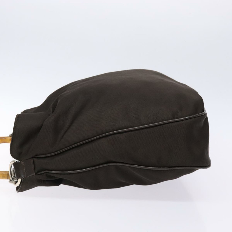 【日本直送】GUCCI 竹節單肩包 尼龍材質 兩用 棕色/銀色 001 1553 1577 正品 138216-3