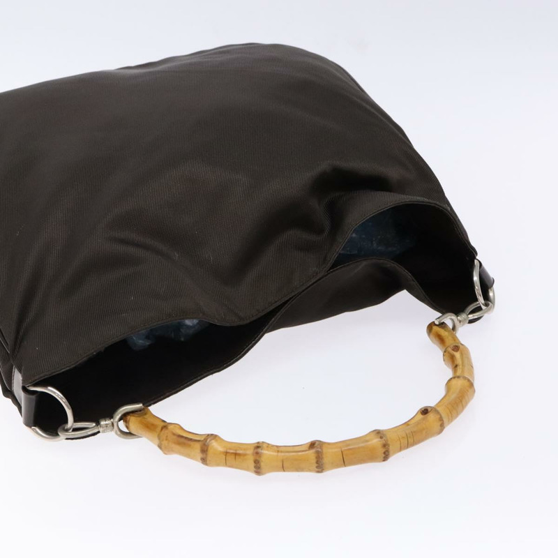 【日本直送】GUCCI 竹節單肩包 尼龍材質 兩用 棕色/銀色 001 1553 1577 正品 138216-5