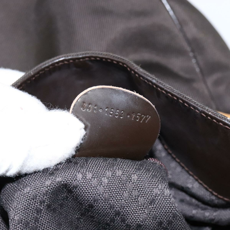 【日本直送】GUCCI 竹節單肩包 尼龍材質 兩用 棕色/銀色 001 1553 1577 正品 138216-11