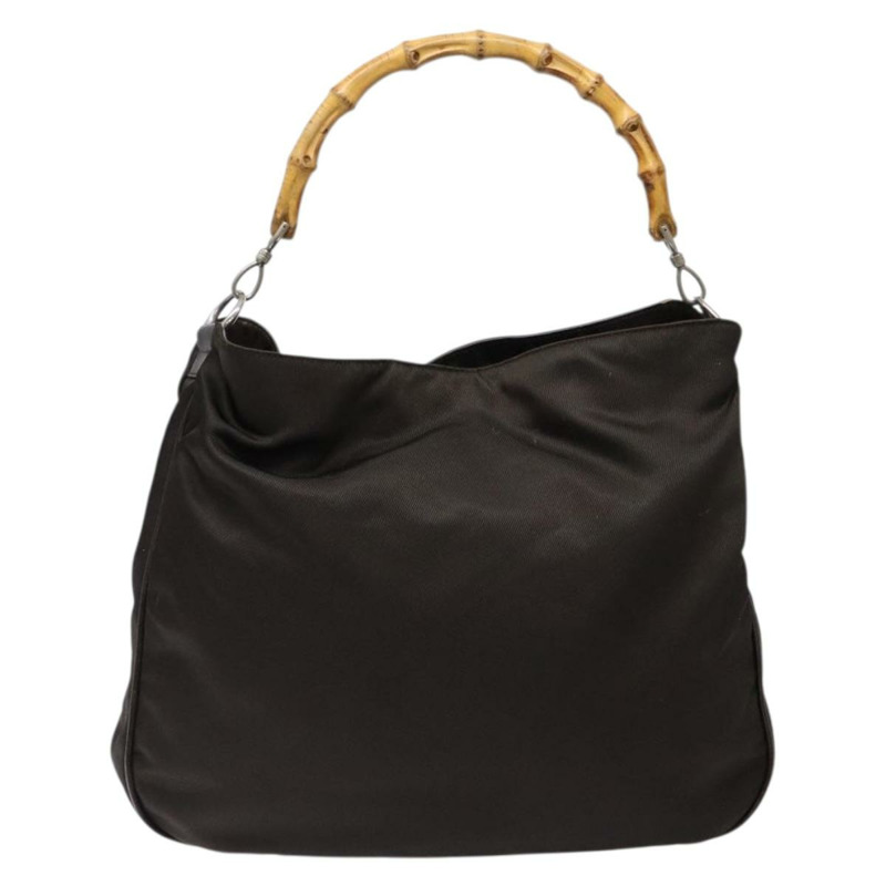 【日本直送】GUCCI 竹節單肩包 尼龍材質 兩用 棕色/銀色 001 1553 1577 正品 138216-12