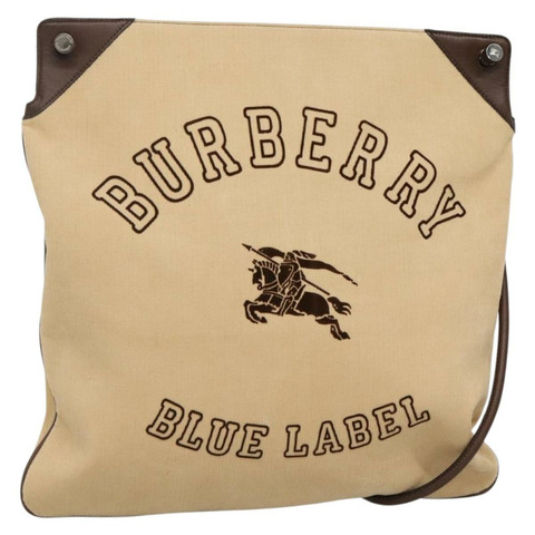 BURBERRY 藍標單肩包 燈芯絨 米色 銀色 正品 138201