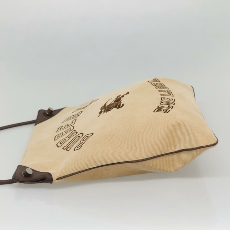 【日本直送】BURBERRY 藍標單肩包 燈芯絨 米色 銀色 正品 138201-2