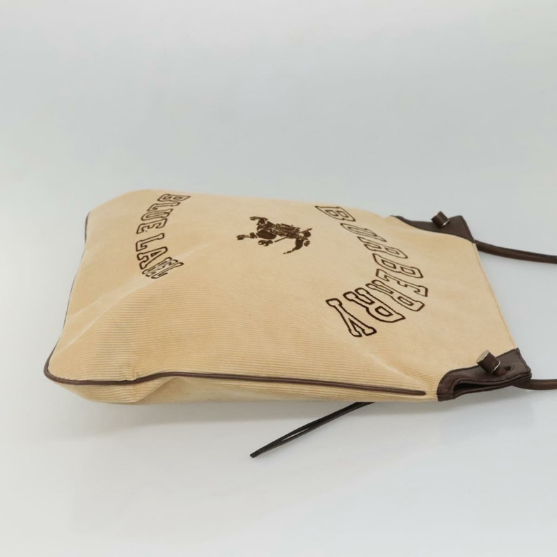【日本直送】BURBERRY 藍標單肩包 燈芯絨 米色 銀色 正品 138201-3