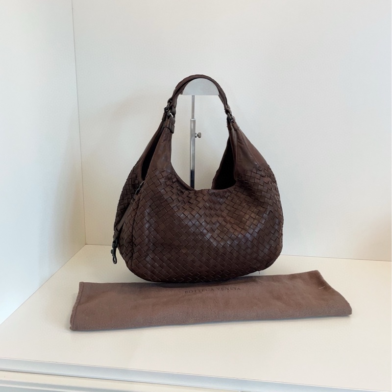 【98新🆕】BV intrecciato 雙橋Hobo 深棕巧克力🍫經典編織菜籃子托特 小號-1