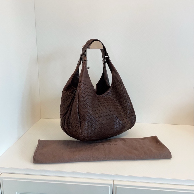 【98新🆕】BV intrecciato 雙橋Hobo 深棕巧克力🍫經典編織菜籃子托特 小號-2