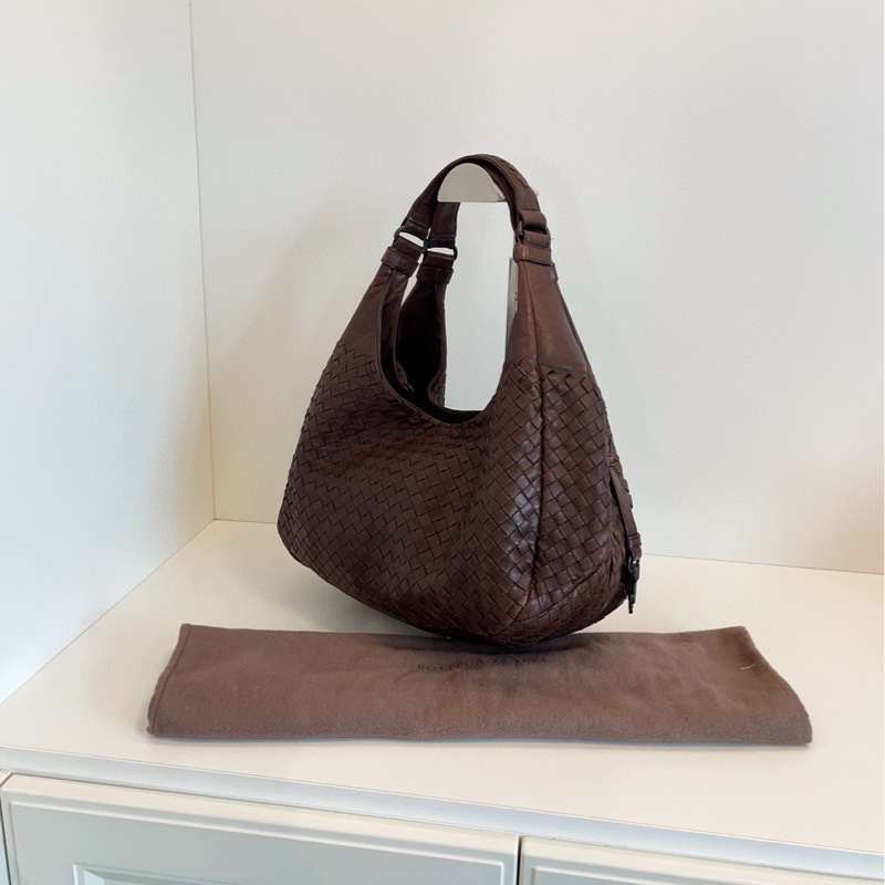 【98新🆕】BV intrecciato 雙橋Hobo 深棕巧克力🍫經典編織菜籃子托特 小號-3