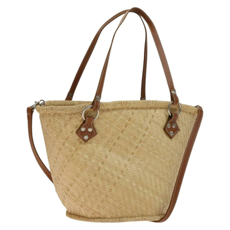 【日本直送】BURBERRY 藍標草編兩用手提包 米色 銀色 正品 yk19134-0