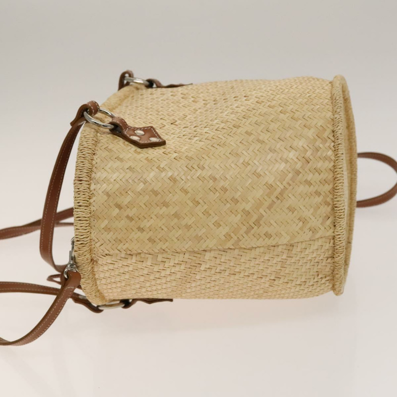 【日本直送】BURBERRY 藍標草編兩用手提包 米色 銀色 正品 yk19134-3