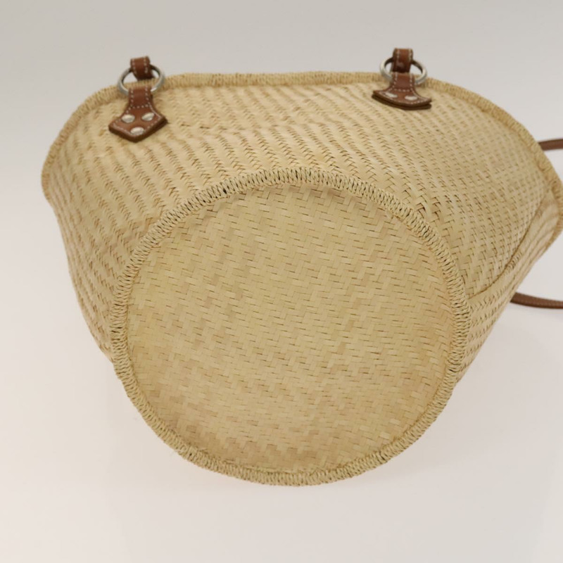 【日本直送】BURBERRY 藍標草編兩用手提包 米色 銀色 正品 yk19134-4