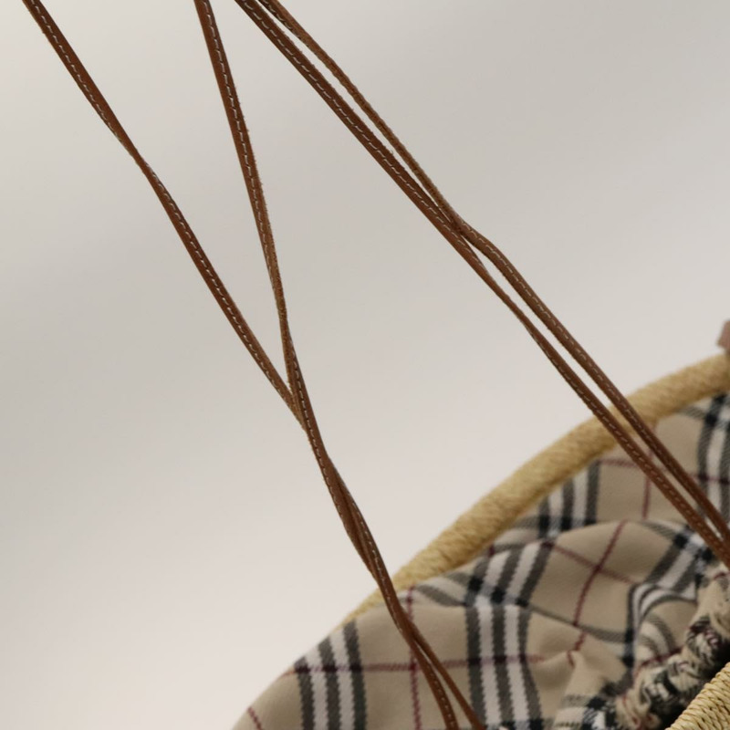 【日本直送】BURBERRY 藍標草編兩用手提包 米色 銀色 正品 yk19134-9