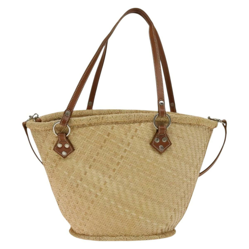 【日本直送】BURBERRY 藍標草編兩用手提包 米色 銀色 正品 yk19134-12