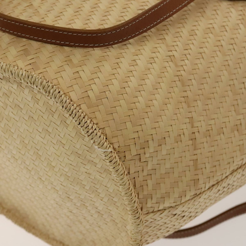 【日本直送】BURBERRY 藍標草編兩用手提包 米色 銀色 正品 yk19134-16