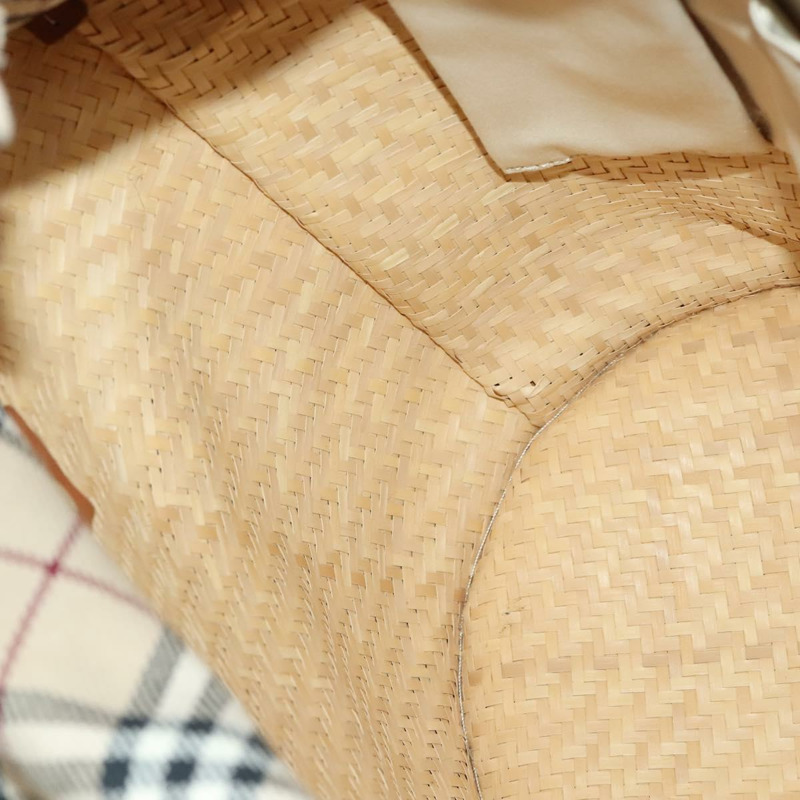 【日本直送】BURBERRY 藍標草編兩用手提包 米色 銀色 正品 yk19134-18