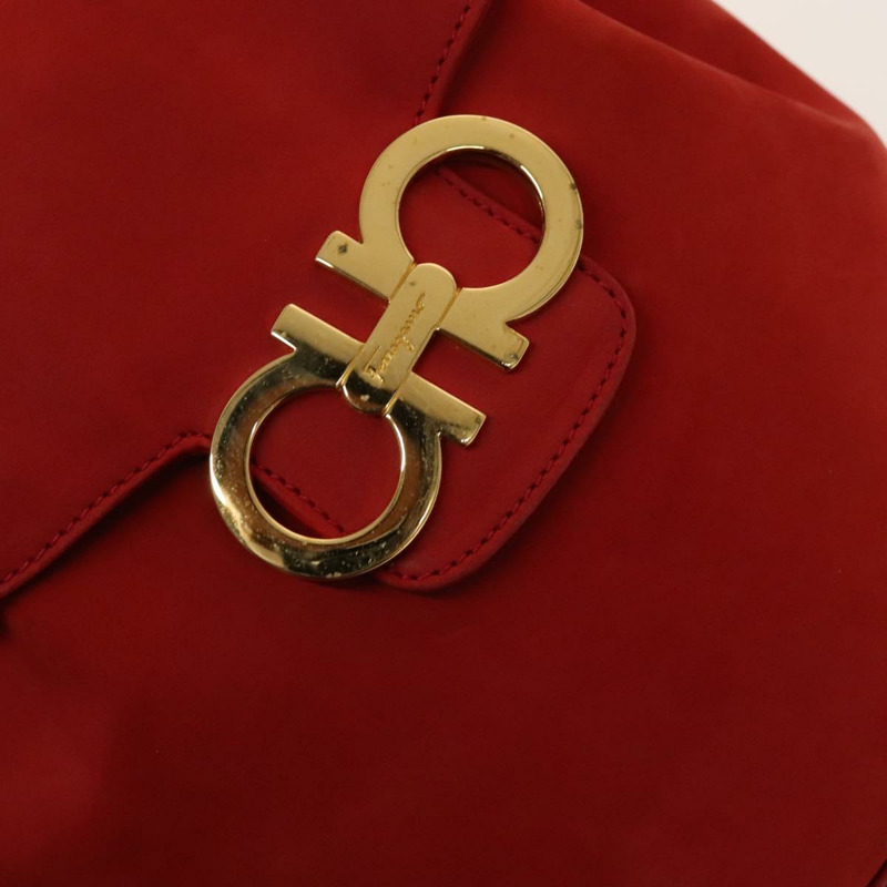 【日本直送】Salvatore Ferragamo Gancini 背包 麂皮 紅色 金色 正品 138631-18