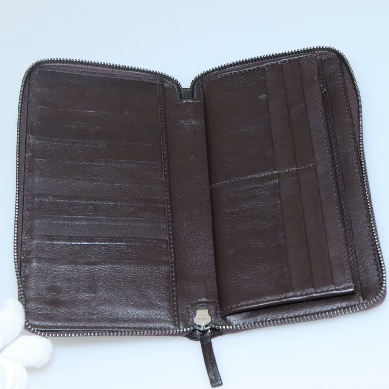 【日本直送】GUCCI GG帆布Guccissima錢包 皮革 棕色 銀色 43219 0416 正品 135014-8