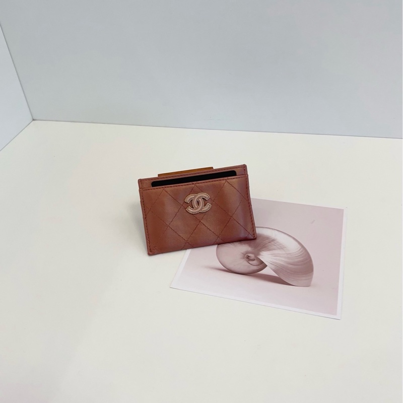 【99新🆕】Chanel 珠光玫瑰焦糖菱格卡包-0