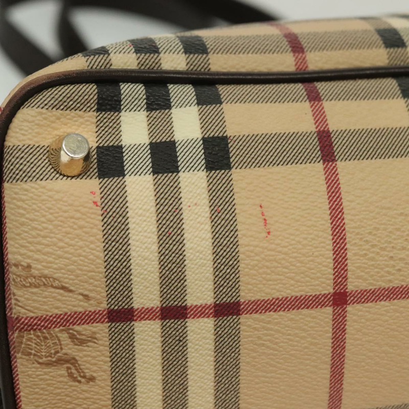 【日本直送】BURBERRY Nova 格紋手提包 PVC 皮革 米色 金色 正品 ep10235-5