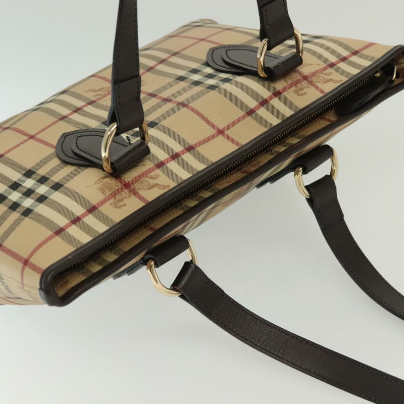 【日本直送】BURBERRY Nova 格紋手提包 PVC 皮革 米色 金色 正品 ep10235-6