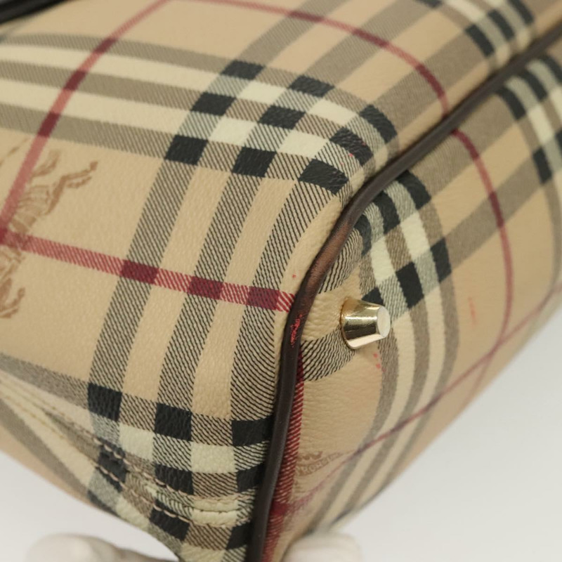 【日本直送】BURBERRY Nova 格紋手提包 PVC 皮革 米色 金色 正品 ep10235-8